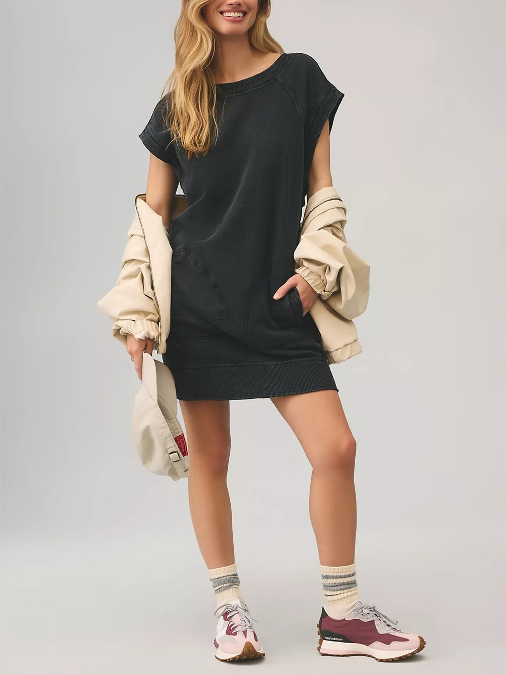 Daily Practice Anthropologie Lounge Boatneck Mini Dress Large